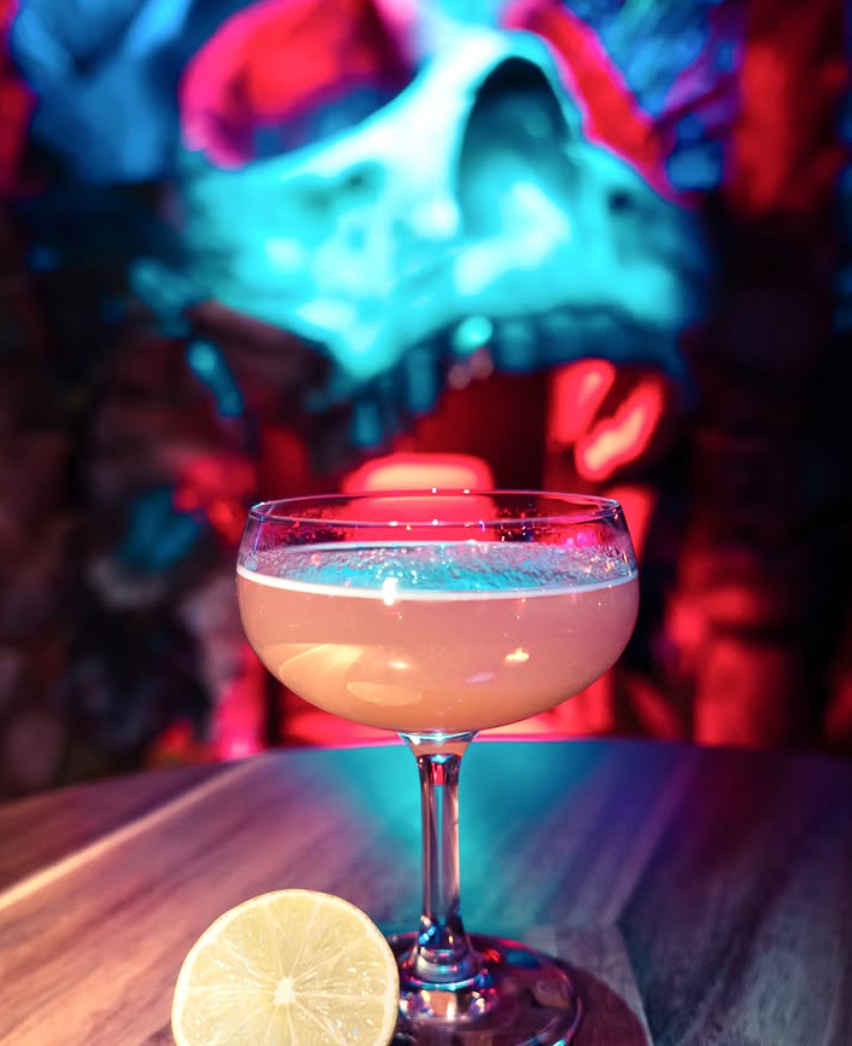 Cocktail with skull throne